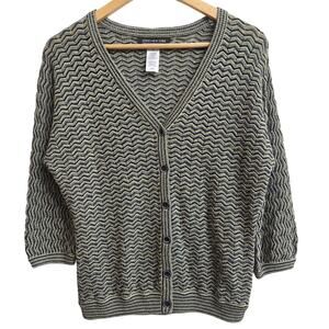 Jones NY Womens Vtg Y2K Eclectic Maximalist Indie Open Knit Chevron Cardigan PS